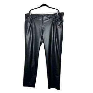 Black Faux Leather Women's Pants